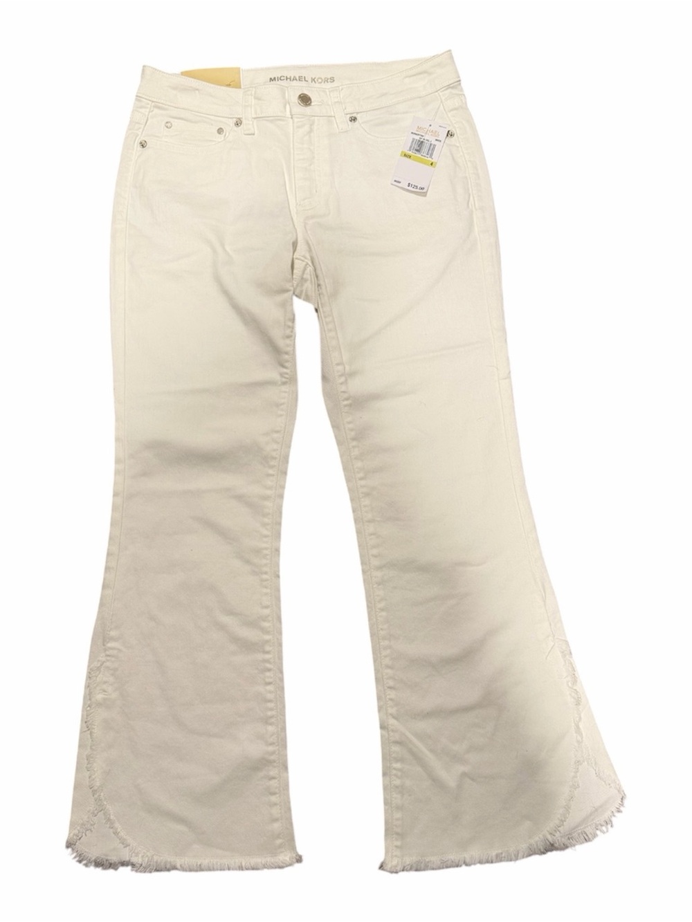 MICHAEL Michael Kors White Flared Jeans with Frayed Hem - Size 4 - NWT